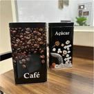 Lata Quadrada Café/Açúcar Duas Peças Preto