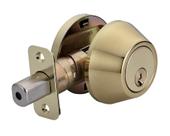 Latão polido de cilindro único Deadbolt Amazon Basics