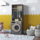 Lavanderia Infantil em MDF Mini Maquina de Lavar com Cabideiro Brinquedo de Madeira Diana