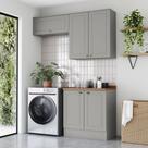 Lavanderia Modulada 03 Peças 100% MDF com Aéreo Basculante e Tampo Emilly Cinza/Nature Emilly Lavanderia Modulada 03 Peças 100% MDF com Aéreo Basculante e Tampo Emilly Cinza/Nature Emilly