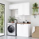 Lavanderia Modulada 03 Peças 100% MDF com Aéreo Basculante e Tampo HP/Nature Americana Branco Lavanderia Modulada 03 Peças 100% MDF com Aéreo Basculante e Tampo HP/Nature Americana Branco