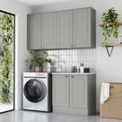 Lavanderia Modulada 03 Peças 100% MDF com Tampo HP/Calcare Americana Branco Lavanderia Modulada 03 Peças 100% MDF com Tampo HP/Calcare Americana Branco