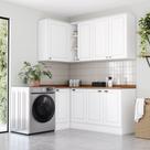 Lavanderia Modulada 05 Peças 100% MDF com Balcão e Aéreo Canto Reto e Tampo Branco HP/Nature Emily Lavanderia Modulada 05 Peças 100% MDF com Balcão e Aéreo Canto Reto e Tampo Branco HP/Nature Emily