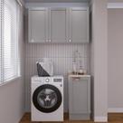 Lavanderia Modulada 2 Peças 1 Armário Aéreo 3 Portas 1 Balcão CabeCasa MadeiraOriginals Cinza/Branco