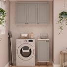 Lavanderia Modulada 2 Peças 100% MDF Cinza/Branco Fendi Lavanderia Modulada 2 Peças 100% MDF Cinza/Branco Fendi