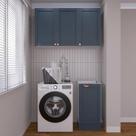 Lavanderia Modulada 2 Peças sem Tampo 1 Armário Aéreo 3 Portas 1 Balcão CabeCasa MadeiraOriginals Azul/Branco