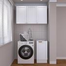 Lavanderia Modulada 2 Peças sem Tampo 1 Armário Aéreo 3 Portas 1 Balcão CabeCasa MadeiraOriginals Branco