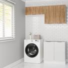 Lavanderia Modulada 3 Peças sem Tampo com Rodapé Ipanema CabeCasa MadeiraOriginals Branco/Acácia