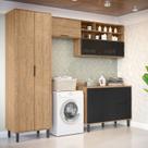 Lavanderia Modulada com 2 Aéreos, 1 Balcão e 1 Armário Multiuso Toscana 100% Mdf