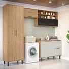 Lavanderia Modulada com 2 Aéreos, 1 Balcão e 1 Armário Multiuso Toscana 100% Mdf