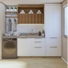 Lavanderia Modulada com Armário Aéreo,1 Balcão e 1 Armário Multiuso 100% Mdf Marquesa