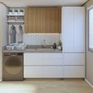Lavanderia Modulada com Armário Aéreo, Armário Multiúso e Balcão 100% Mdf Rainha Lavanderia Modulada com Armário Aéreo, Armário Multiúso e Balcão 100% Mdf Rainha