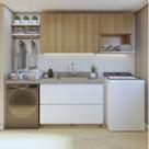 Lavanderia Modulada com Balcão 1 Porta e 2 Armários Aéreos 100% Mdf Rainha