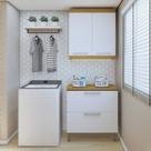 Lavanderia Modulada com Balcão 2 Portas e Armário Aéreo 100% Mdf Burguesa