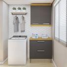 Lavanderia Modulada com Balcão 2 Portas e Armário Aéreo 100% Mdf Burguesa