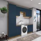 Lavanderia Modulada Kappesberg Celeste 7 Peças Nogueira/azul Lavanderia Modulada Kappesberg Celeste 7 Peças Nogueira/azul