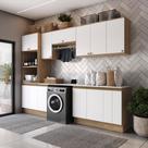 Lavanderia Modulada Kappesberg Celeste 9 Peças Nogueira/Branco 310,5cm