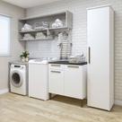 Lavanderia Modulada Mauá 1 Armário Multiuso e Balcão Branco Kaiki Móveis
