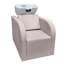 Lavatório Elegance Para Salão Com Cuba Porcelana Branca Estofado Bege Lavatório Elegance Para Salão Com Cuba Porcelana Branca Estofado Bege