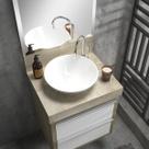 Lavatório em Porcelanato para Banheiro 50cm Top para Cuba de Apoio Blu Bege/Travertino