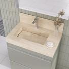 Lavatório em Porcelanato para Banheiro Slim 60cm com Cuba Esculpida Bege/Travertino Lavatório em Porcelanato para Banheiro Slim 60cm com Cuba Esculpida Bege/Travertino