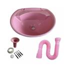 Lavatório/Pia De Plástico Para Banheiro e Cozinha Rosa + Sifao Astra