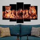 lConjunto Quadro Decorativo Mosaico Com Foto Personalizado Familia de Leões 5 Filhotes PVC Decoração para Sala de Jantar Quarto Casal