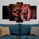 lConjunto Quadro Decorativo Mosaico Com Foto Personalizado Jesus Cristo e Leão de juda PVC Decoração para Sala de Jantar Quarto Casal