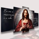 lConjunto Quadro Decorativo Mosaico Com Foto Personalizado Jesus Cristo Frase PVC Decoração para Sala de Jantar Quarto Casal
