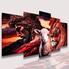 lConjunto Quadro Decorativo Mosaico Com Foto Personalizado Jesus Cristo Leão Cordeiro PVC Decoração para Sala de Jantar Quarto Casal