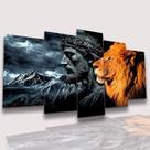 lConjunto Quadro Decorativo Mosaico Com Foto Personalizado Jesus Cristo Leão de Juda PVC Decoração para Sala de Jantar Quarto Casal