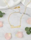 Leandra colar de nome personalizado folh a ouro 18k