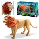 Leão Brinquedo Animal Realista Articulado Vinil 27cm Silmar