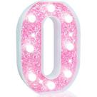 LED de bateria Pooqla Marquee Number Light 0 Pink Glitter