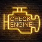 LED Neon Sign Kavaas Check Engine amarelo alimentado por USB