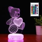 LED Night Light Hearts Bears 3D que muda de cor para crianças LED Night Light Hearts Bears 3D que muda de cor para crianças