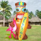 LED para decoração de festa Shappy 150cm inflável Tiki Flamingo LED para decoração de festa Shappy 150cm inflável Tiki Flamingo