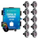 Led Piscina - Kit 10 Tiny Led INOX RGB com Central e Controle Touch