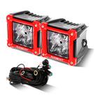 LED Pods Auxbeam Serie FA Haz Flood de 3 Pulgadas 40W Carcasa Roja
