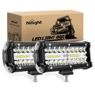 LED Pods Nilight, 2 unidades, 16,5 cm, 120 W, barra de ponto de inundação de três fileiras