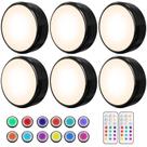 LED Puck Lights HELPLEX Color Changing RGBW, pacote com 6 unidades com controle remoto