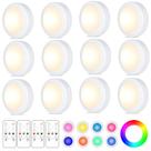 LED Puck Lights Yiliaw, pacote com 12 unidades, controle remoto de 16 cores LED Puck Lights Yiliaw, pacote com 12 unidades, controle remoto de 16 cores