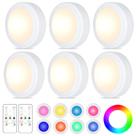 LED Puck Lights Yiliaw, pacote com 6 controles remotos, 16 cores LED Puck Lights Yiliaw, pacote com 6 controles remotos, 16 cores