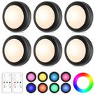 LED Puck Lights Yiliaw, pacote com 6 controles remotos, 16 cores LED Puck Lights Yiliaw, pacote com 6 controles remotos, 16 cores