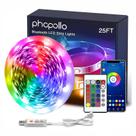LED Strip Light Phopollo de 25 pés com controle remoto e aplicativo, sincronização de música