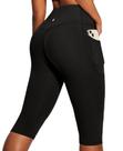 Legging Capri Heathyoga Preto com Controle de Abdômen e Bolsos