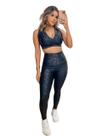 Legging Cirê Floral Cós Alto Zero Transparência Fitness Casual Preta