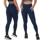 Legging Feminina Poliamida Cintura Alta Bolsos Moda Fitness Calça Feminina