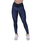 LEGGING FITNESS CÓS TRANSPASSADO FEMININA CIRRÊ RELEVO BRILHO DETALHE LISO ORBIS Azul marinho