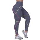 Legging fitness feminina recortes cós alto modeladora suplex orbis